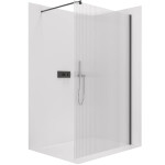 CERANO - Sprchová zástena Walk-in Onyx Round Ľ/P - 8 mm - okrúhla vzpera - čierna matná, ryhované sklo - 110x200 CER-8050BD305