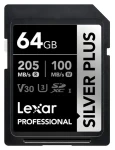 Lexar Professional SILVER PLUS SDXC 64GB / čítanie: 205MBps / zápis: 100MBps / UHS-I / V30 (LSDSIPL064G-BNNNG)