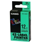 Casio originálna páska do tlačiarne štítkov Casio XR-12GN1 / čierna tlač / zelený podklad / nelaminovaná / 8m / 12mm (XR-12GN1)