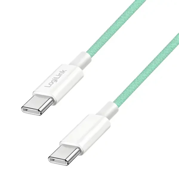 LogiLink USB-C - USB-C zelená / Nylonový kábel / USB 2.0 / 60 W / 1 m (CU0347)
