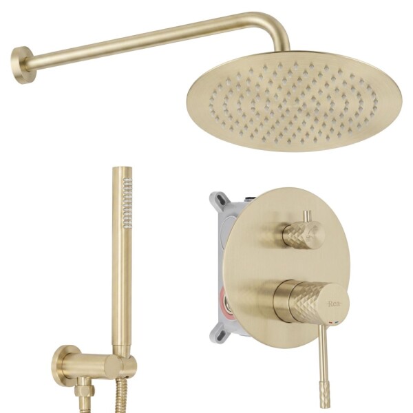 REA - Podomietková sprchová sada Lungo Diamond Brush Gold + BOX REA-P9665