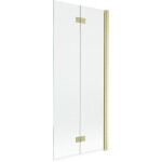 MEXEN - MIST vaňová zástena 80x150 cm 6mm 2-s, zlatá kartáčovaná, číra, pravá 8A9-080-002-55-00-P