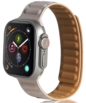Beline Magnetic šedo-khaki / Opasok pre Apple Watch / 42/44/45/49mm / magnetický