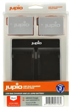 JUPIO LP-E8 / Sada 2x akumulátor + USB nabíjačka / 1120 mAh / pre Canon (CCA1003)