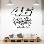 Veselá Stena Samolepka Valentino Rossi 46 Farba: modrá, Veľkosť: 60 x 56 cm
