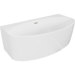 MEXEN/S - Bruna voľne stojaca vaňa nástenná 150 x 82, biela lesk, sifón a prepad nikel kartáčovaný 52731508200-97