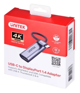 Unitek V1415A sivá / Adaptér / USB-C na DisplayPort 1.4 / 8K 60Hz / HDR (V1415A)