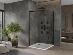 MEXEN/S - Omega sprchovací kút 100x100, transparent, čierna + biela vanička so sifónom 825-100-100-70-00-4010B