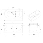 INVENA - Voľne stojaca vaňa priečne ľavá 160 cm Astri so sifónom AN-03-16L-F