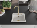 MEXEN/S MEXEN/S - Milo granitový drez 1 435 x 410 mm, biela, + zlatý sifón 6505441000-20-G