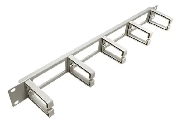 Value 19" vyväzovací panel 1U šedý / Vyväzovací panel / jednostranný, priechodný / 5x plastový strmeň C (26.99.0325)