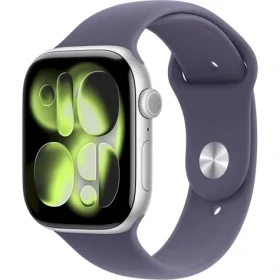 Apple Watch Series 11 GPS+Cellular 42mm Strieborné hliníkové telo - Hmlovo fialový športový remienok S/M / 130-180 mm (MF8H4MP/A)