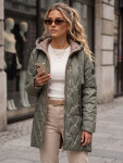 Dámska prešívaná prechodná bunda s kapucňou, zelená, FashionStreet TY5770 XXL