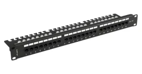 Lanberg Patch panel 24 portov CAT.6A s policou čierny / Patch panel / 1U / 19 "/ RJ-45 / UTP (PPUA-1124-B)