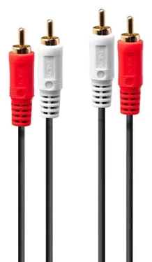 Lindy 2x RCA - 2x RCA čierny / Audio kábel / Stereo / 20 m / Pozlátené konektory (35666)