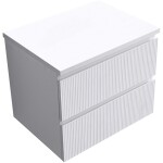 CERANO - Kúpeľňová skrinka Carole + doska pod umývadlo Navira Pro - 36 mm - biela matná ryhovaná - 60x51,6x46 CER-264323