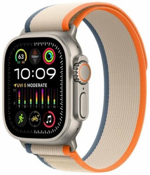 Apple Watch Ultra 2 GPS+Cellular 49mm Titanové telo - Oranžovo-béžový remienok Trailový ťah (M/L) / 145-220 mm (MRF23F)