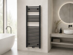CERANO - Kúpeľňový radiátor Benito - stredové pripojenie 50mm/bočné - 477 W - čierna matná - 1200x450 mm CER-510889