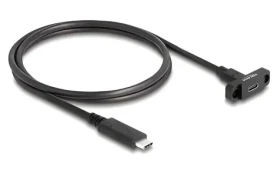 DeLock USB-C 10 Gbps 1 m čierna / Predlžovací kábel / USB 3.2 Gen 2 / panelová zásuvka - zástrčka (87824)