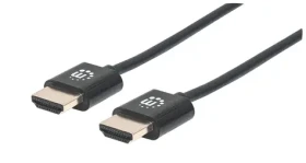 Manhattan Ultratenký HDMI kábel s ethernetom 1m čierna / HDMI kábel / HDMI-HDMI / 4K 60Hz / Tienený (394352)