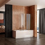 REA - Skladacia vaňová zástena AGAT-3 120 Brush Copper REA-W5697