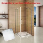 H K - Štvorcový sprchovací kút AIRLINE R101, 100x100, s dvomi jednokrídlovými dverami s pevnou stenou, rohový vstup vrátane sprchovej vaničky z liateho mramoru SE-AIRLINER101 / THOR-100sq