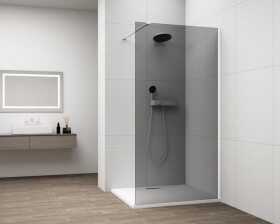 POLYSAN - ESCA WHITE MATT jednodielna sprchová zástena na inštaláciu k stene, dymové sklo, 1200 ES1212-03