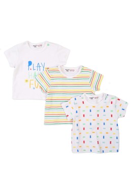 Detské tričko s krátkym rukávom 3pack, Minoti, Smiling 4, biela - 62/68 | 3-6m