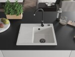 MEXEN/S MEXEN/S - Ben granitový drez 1 s odkvapkávačom pravý 600 x 500 mm, biela, sifón čierna 6523605000-20-B