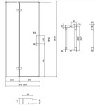 CERSANIT - Sprchové dvere LARGA ČIERNE 90X195, ľavé, číre sklo S932-128