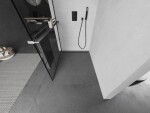 MEXEN/S - Kioto+ Sprchová zástena WALK-IN s poličkou a držiakom uterákov 120 x 200, čierny vzor, grafit metal 800-120-121-95-77