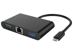 PremiumCord Prevodník USB-C / Prevodník / VGA / Audio / USB 3.0 / RJ45 / PD nabíjanie (8592220014759)