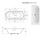 BESCO - Asymetrická vaňa AVITA SLIM - Nožičky k vani - Bez nožičiek, Rozmer vane - 150 × 70 cm, Spôsob prevedenia - Ľavé VANAVIT150SLIML