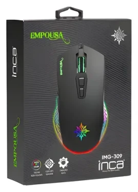 Inca IMG-309 čierna / Herná drôtová optická myš / RGB / 7200 DPI / 7 tlačidiel / USB / 1.5m (IMG-309)