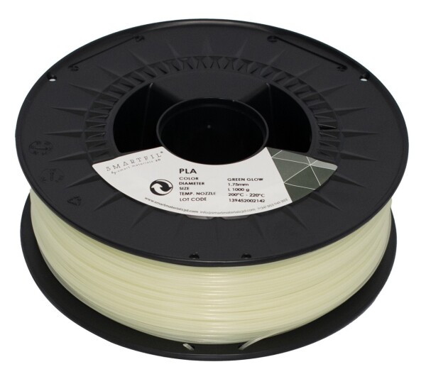 PLA filament GLOW GREEN svietiaci v tme zelená 1,75 mm Smartfil 1 kg