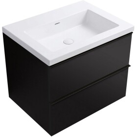 CERANO - Kúpeľňová skrinka Velora - čierna matná, úchytka čierna + umývadlo z lit. mramoru Ovo - biela lesklá - 60,5x58x46,5 CER-979996