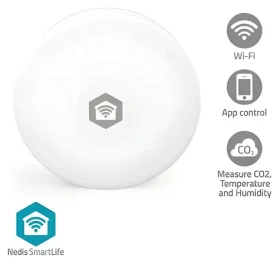 Nedis WIFISA11CWT biela / Monitor kvality ovzdušia / Wi-Fi / CO2 / teplota / vlhkosť / SmartLife / Android iOS (WIFISA11CWT)
