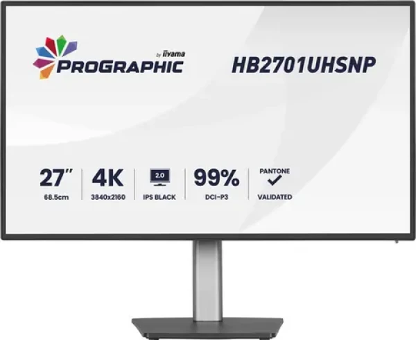 27" IIYAMA ProGraphic HB2701UHSNP-B1 čierna / LED / IPS / 3840 x 2160 / 16:9 / 4 ms / 3000:1 / 450cd-m2 / VESA (HB2701UHSNP-B1)