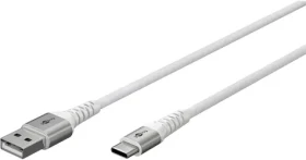 Goobay USB-C - USB-A biela / Dátový kábel / Textilné opletenie / Kovové konektory / 1 m (74530)
