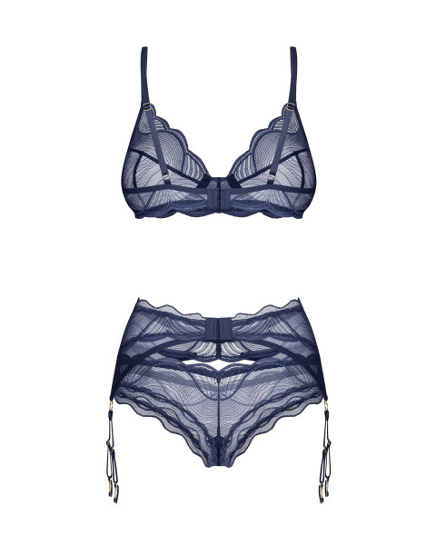 Dámsky sexy set Nightly Blue 3-PCS SET dark blue - Obsessive XS/S