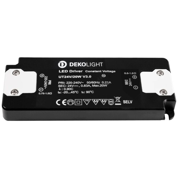 Deko Light FLAT, CV, UT24V/20W LED driver konštantné napätie 20 W 0 - 830 mA 24 V; 862234
