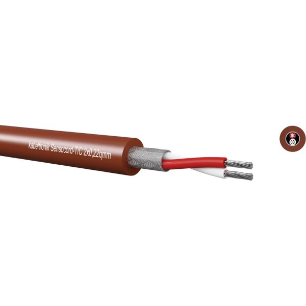 Sensocord®-T/C2x0,22qmm,redbrown, temperature resistant, shielded 244C22200 Kabeltronik; 244C22200-1