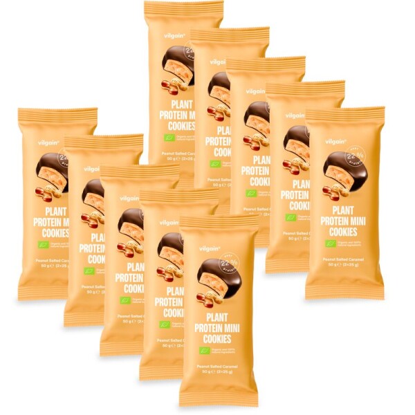 Vilgain Plant Protein Mini Cookies BIO – 10× Arašidy so slaným karamelom 50 g (2 x 25 g)