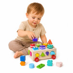 Mamido Drevený Montessori triediaci vozík na kolieskach
