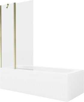 MEXEN/S - Vega obdĺžniková vaňa 180 x 80 cm s panelom + vaňová zástena 100, transparent, zlatá 550118080X9410115000