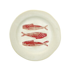 MADAM STOLTZ Kameninový tanier Red Fish Ø 21 cm