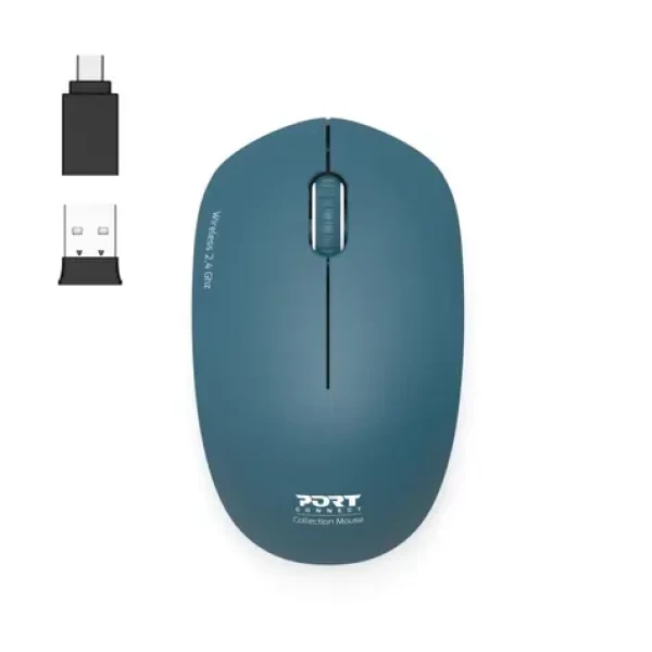 PORT CONNECT Wireless COLLECTION zafírová / bezdrôtová myš / USB-A/USB-C dongle / 2.4Ghz / 1600 DPI (900545)