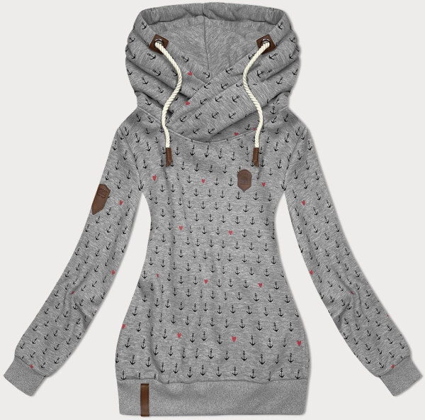 Tmavosivá vzorovaná dámska mikina (2304) odstíny šedé XXL (44)