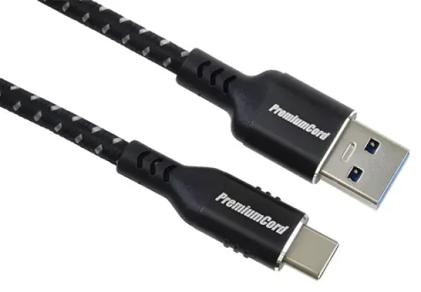 PremiumCord USB-C - USB 3.0 A / Kábel / USB 3.2 Gen 1 / 5 Gbit / s / 3A / 2 m / bavlnený oplet (ku31cx2)