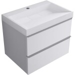 CERANO - Kúpeľňová skrinka Velora - biela matná, úchytka chróm + umývadlo z lit. mramoru s otvorom Vita - biela lesklá - 70x63x46,5 CER-8050BD83874